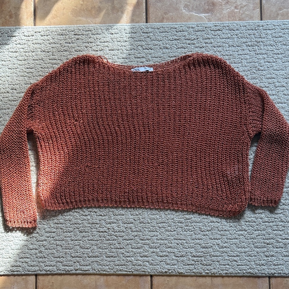Zara Women's Brick Red Knit Sweater